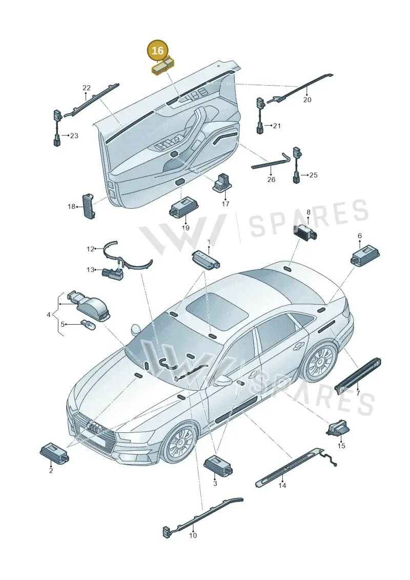 8W0919063 — Audi A4 (2015-2025) diagram 849947100, position 16