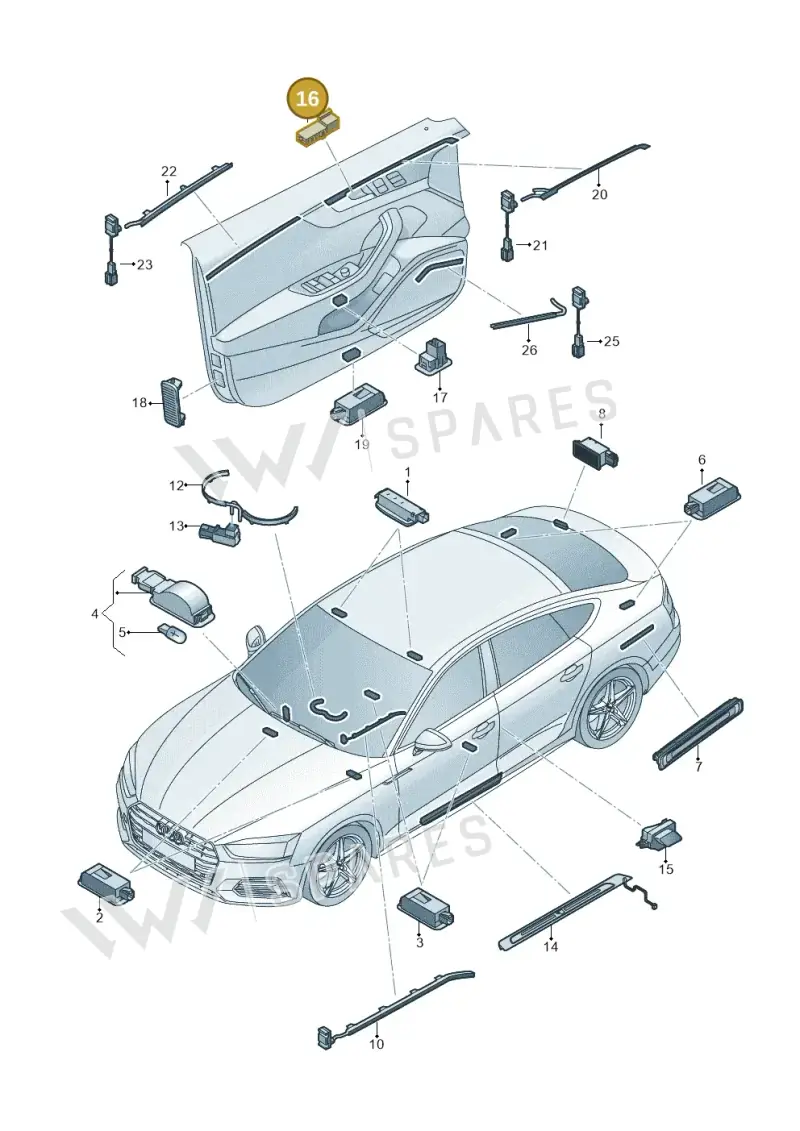 8W0919063 — Audi RS5 Sportback (2017-2025) diagram 897947100, position 16