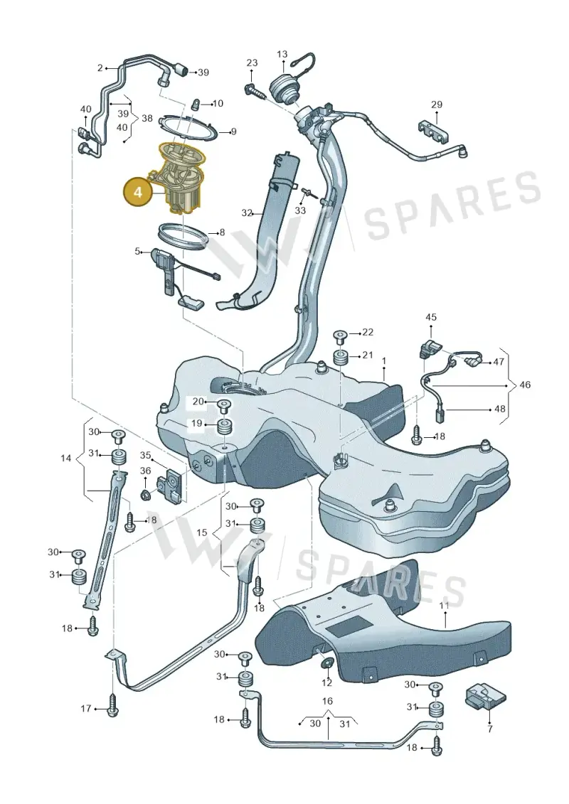 8W0919087AA — Audi A5 Sportback (2016-2025) diagram 897201020, position 4