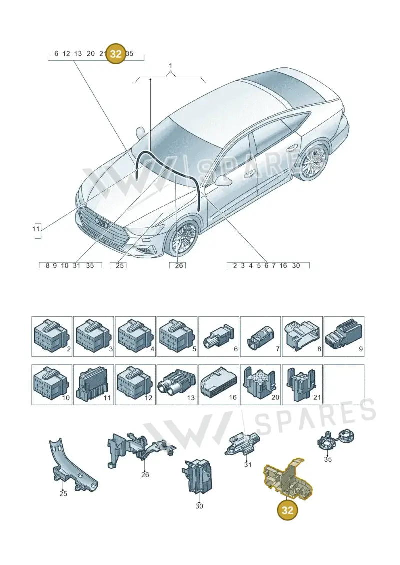 8W0937503B — Audi RS7 Sportback (2019-2025) diagram 435971900, position 32