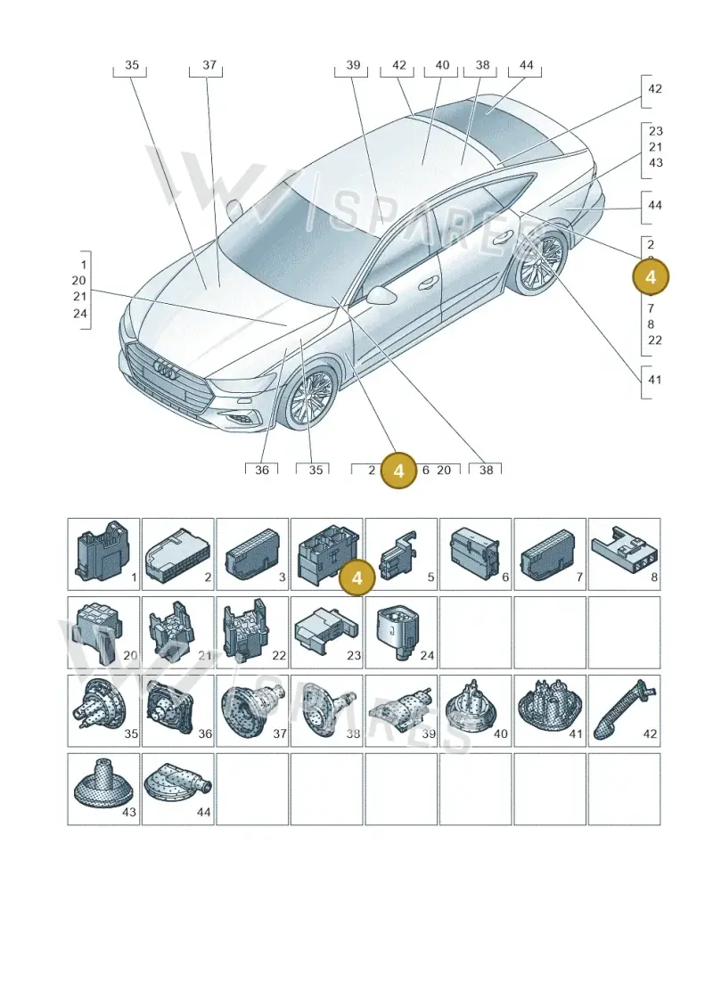 8W0937530 — Audi RS7 Sportback (2019-) diagram 435971810, position 4