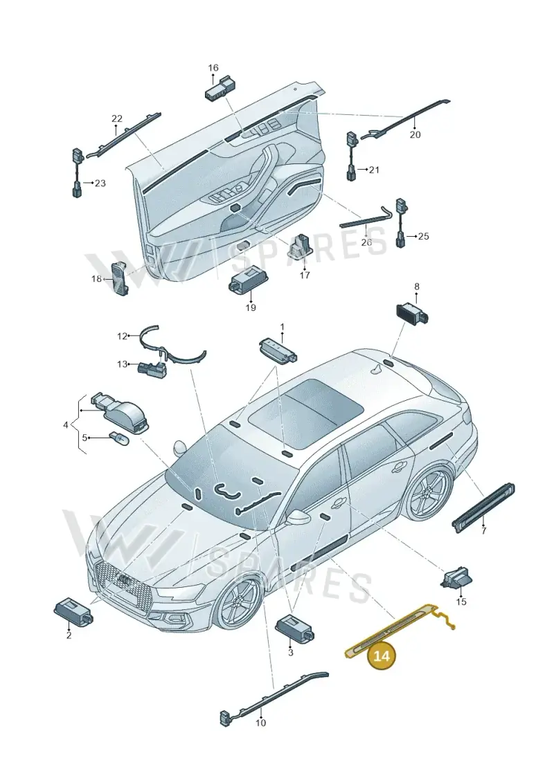 8W0947418E9B9 — Audi RS4 Avant (2017-2025) diagram 438947100, position 14