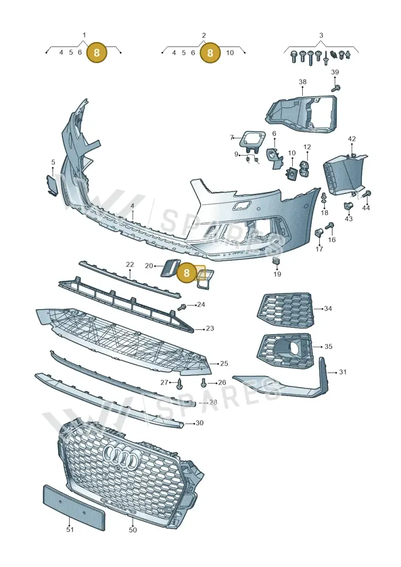 8W0955275CGRU — Audi RS4 Avant (2017-) diagram 438807100, position 8