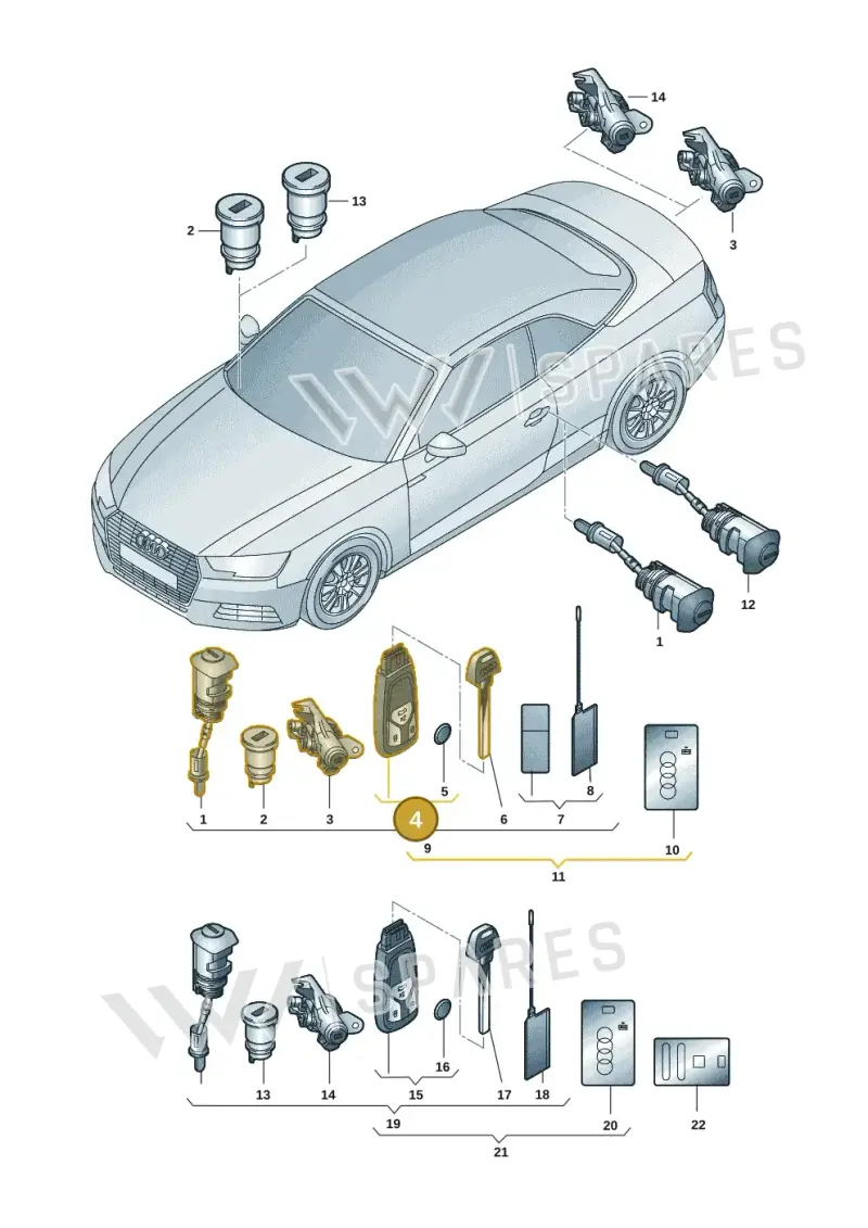 8W0959754DATKE — Audi A5 Cabriolet (2016-2025) diagram 848837014, position 4