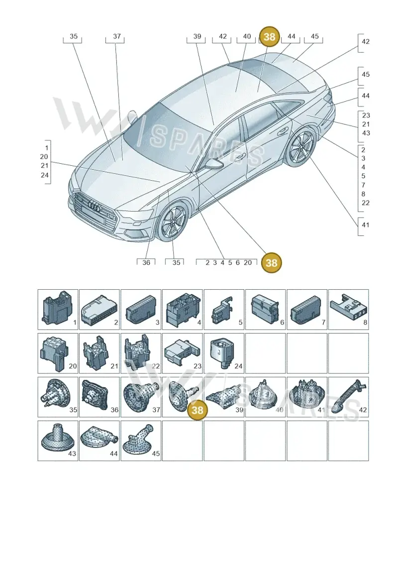 8W0971871D — Audi A6 (2018-2025) diagram 430971810, position 38