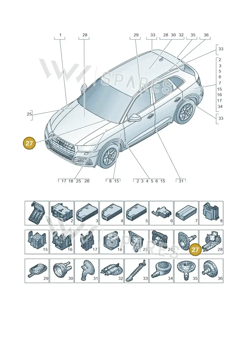 8W0971871D — Audi Q5 (2016-2025) diagram 896971780, position 27