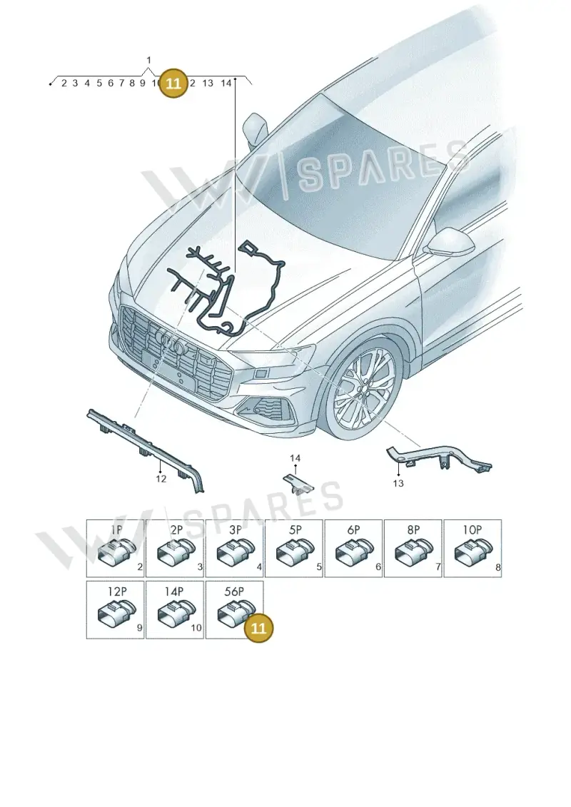 8W0973056B — Audi Q8 Quattro 3,0 (2018-) diagram 429971460, position 11