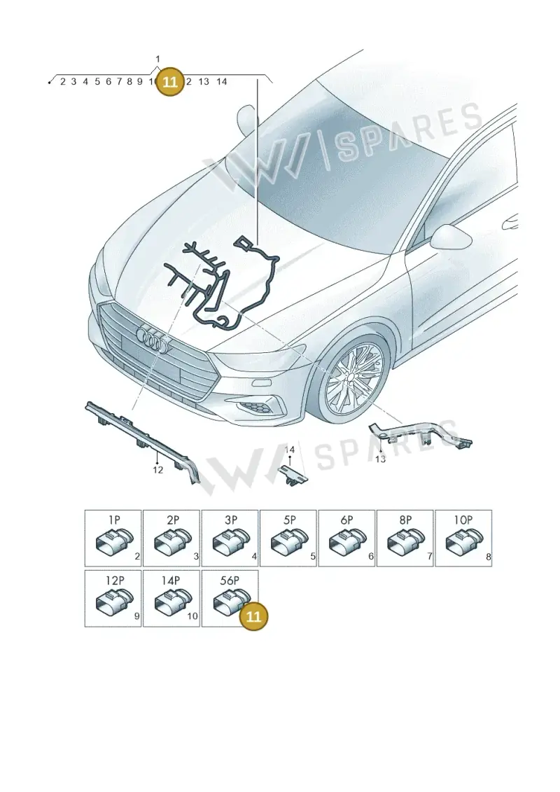 8W0973056C — Audi A7 Sportback (2018-2025) diagram 435971450, position 11