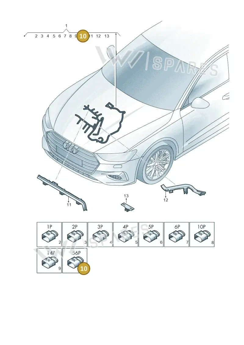 8W0973056C — Audi A7 Sportback (2018-2025) diagram 435971460, position 10