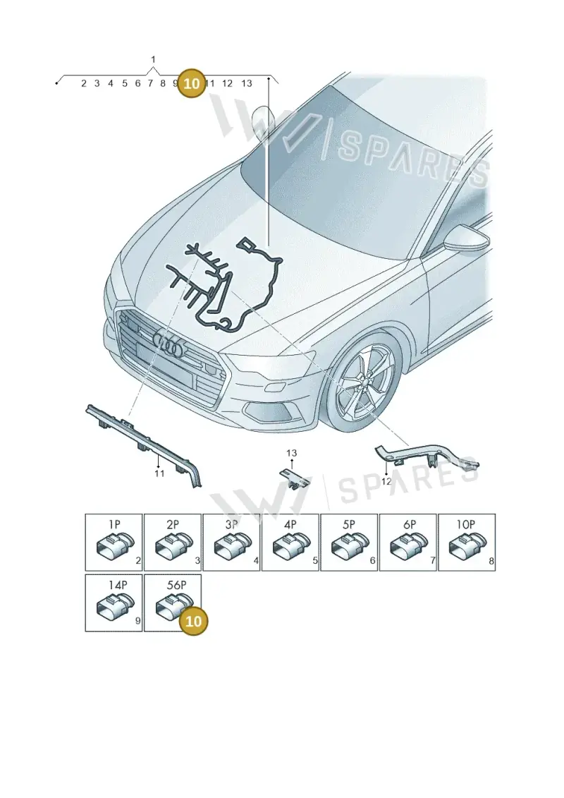 8W0973056D — Audi A6 (2018-2025) diagram 430971460, position 10