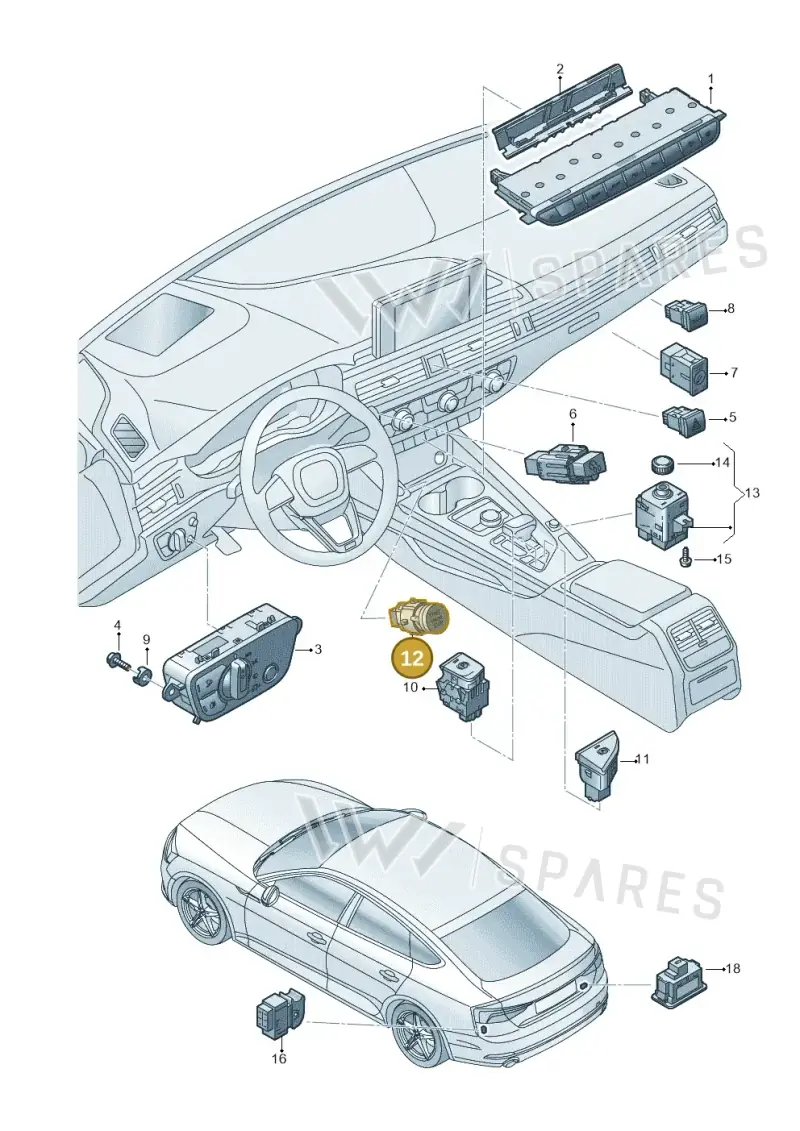 8W1905217E — Audi RS5 Sportback (2017-2025) diagram 897941500, position 12