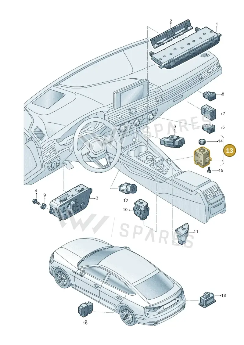 8W1919616 — Audi RS5 Sportback (2017-2025) diagram 897941500, position 13
