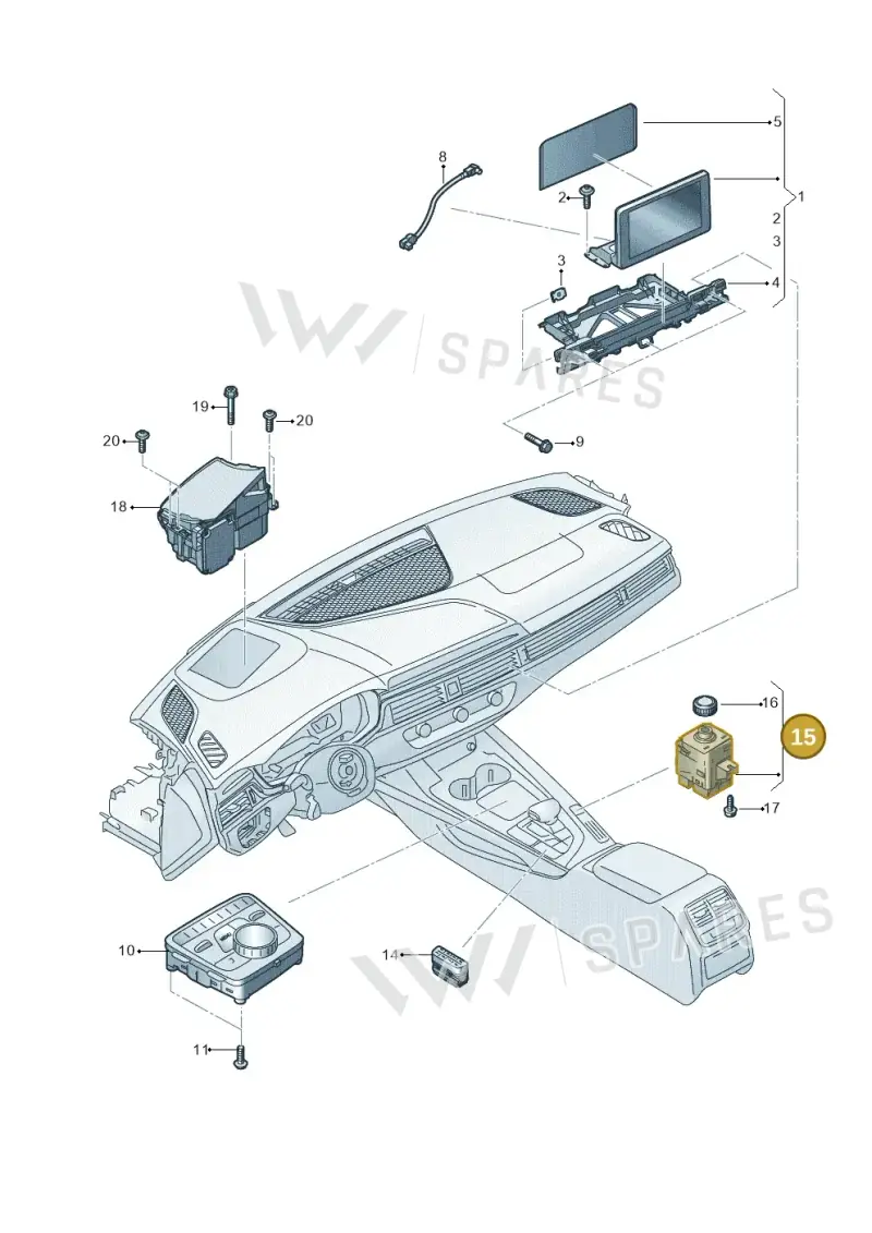 8W1919616D — Audi A4L 2.0 (2016-) diagram 849919000, position 15