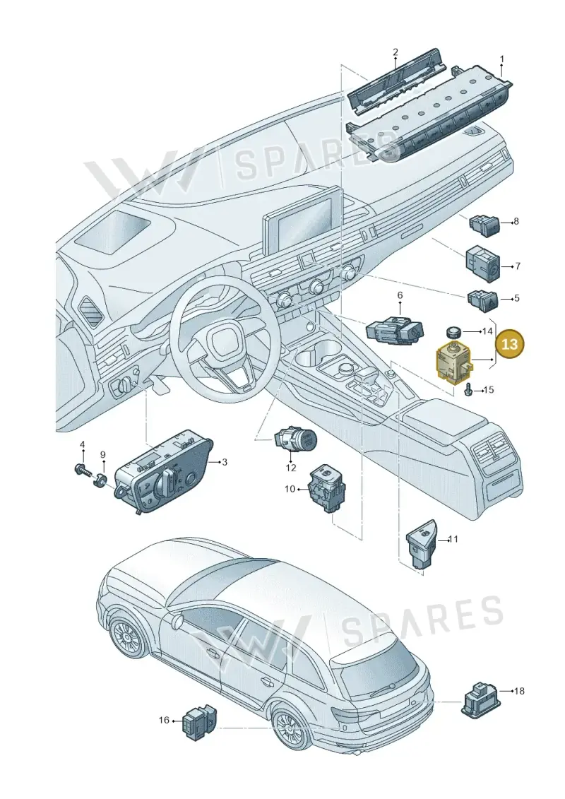 8W1919616D — Audi RS4 Avant (2017-2025) diagram 849941500, position 13
