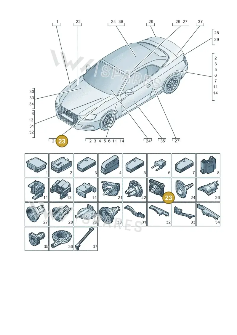 8W2971871 — Audi A5 Cabriolet (2016-2025) diagram 848971780, position 23