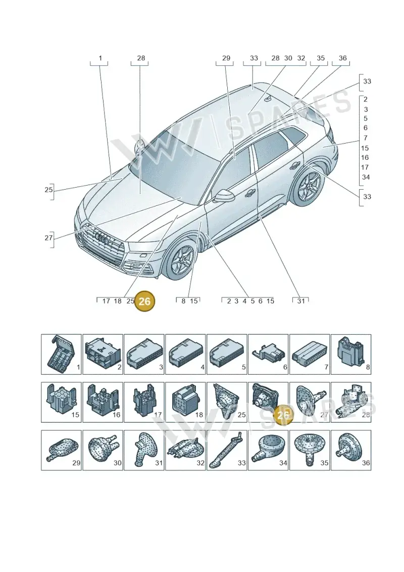 8W2971871 — Audi Q5 (2016-2025) diagram 896971780, position 26