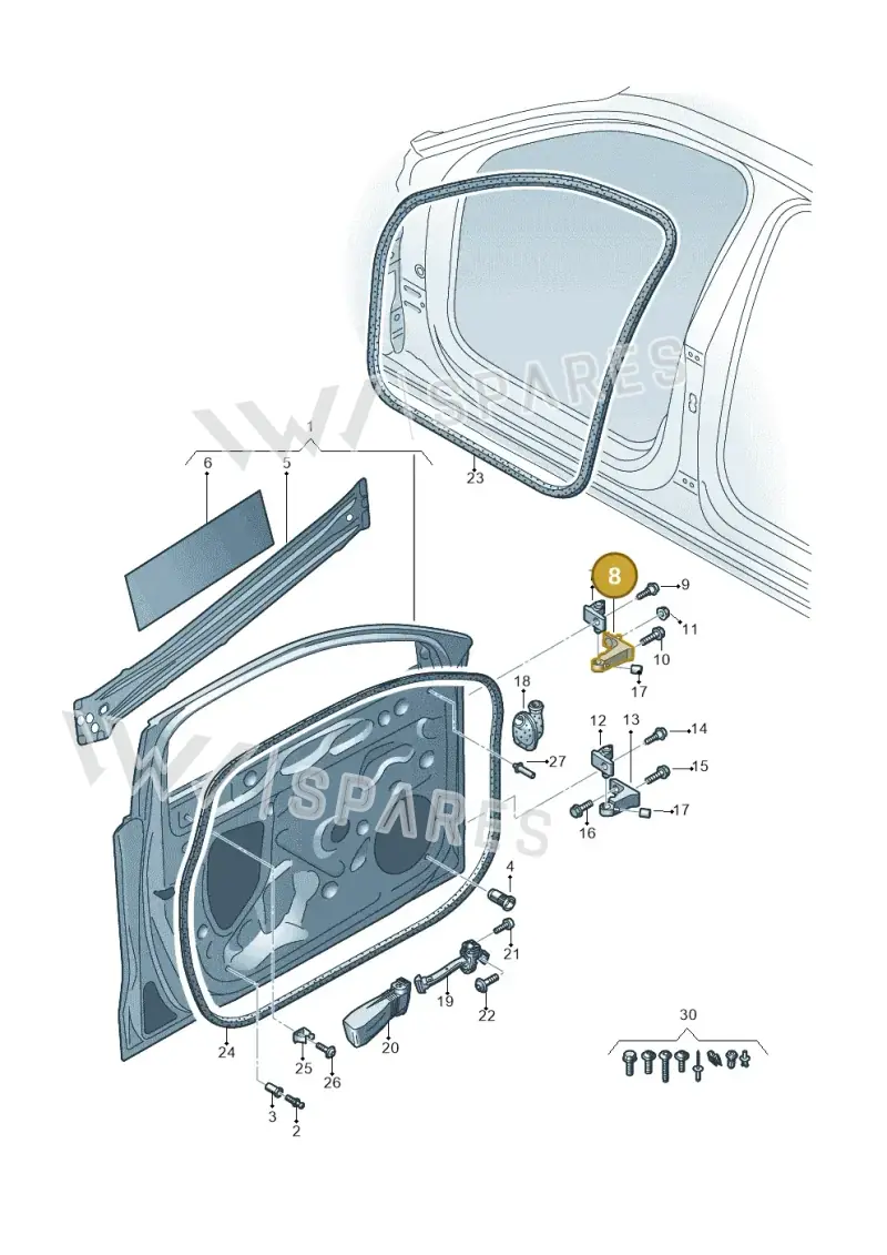 8W5831403A — Audi A3 Sportback (2019-2021) diagram 596831010, position 8
