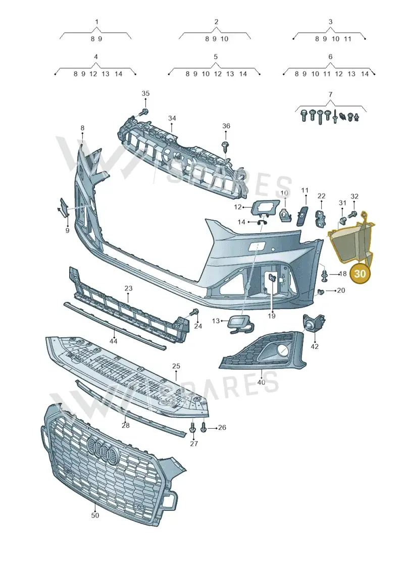 8W6121764C — Audi A5 Sportback (2016-2025) diagram 848807015, position 30