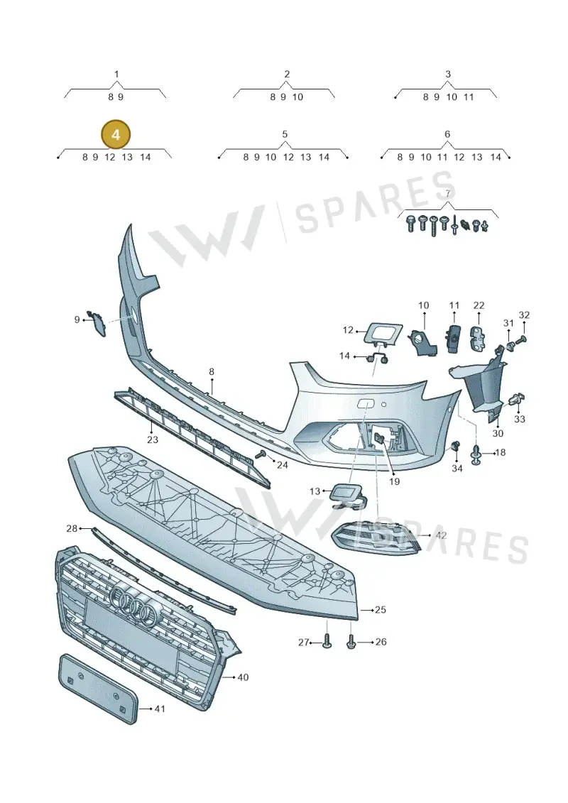 8W6807065CGRU — Audi A5 Sportback (2016-2025) diagram 897807100, position 4