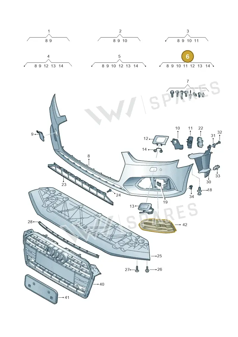8W6807065EGRU — Audi A5 Sportback (2016-2025) diagram 897807100, position 6