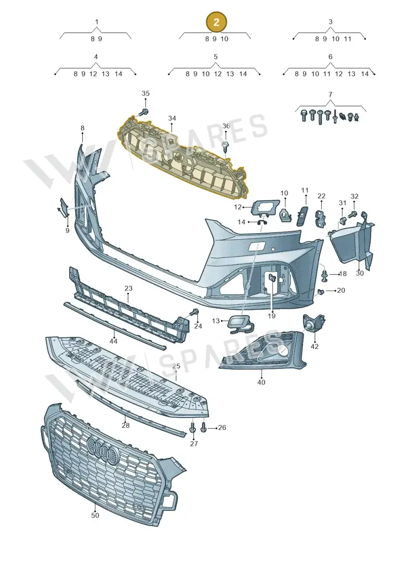 8W6807065QGRU — Audi A5 Sportback (2016-2025) diagram 848807015, position 2