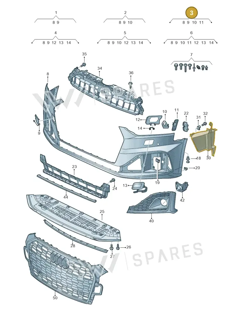 8W6807065RGRU — Audi A5 Sportback (2016-2025) diagram 848807015, position 3