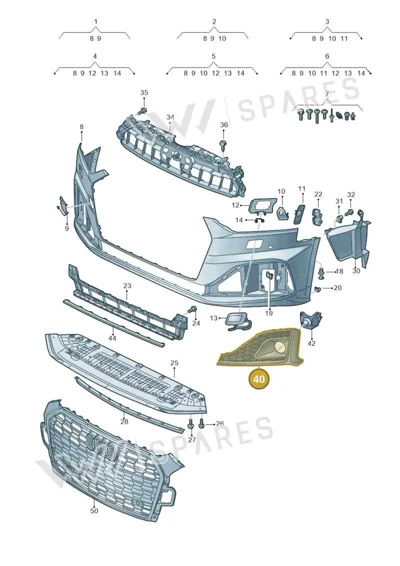 8W6807681R9B9 — Audi A5 Sportback (2016-2020) diagram 848807015, position 40