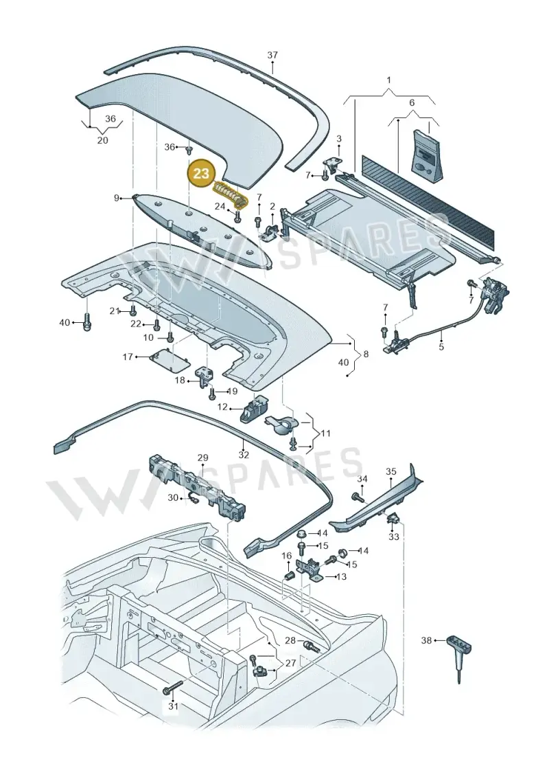 8W7825121A — Audi A5 Cabriolet (2016-2025) diagram 848825500, position 23