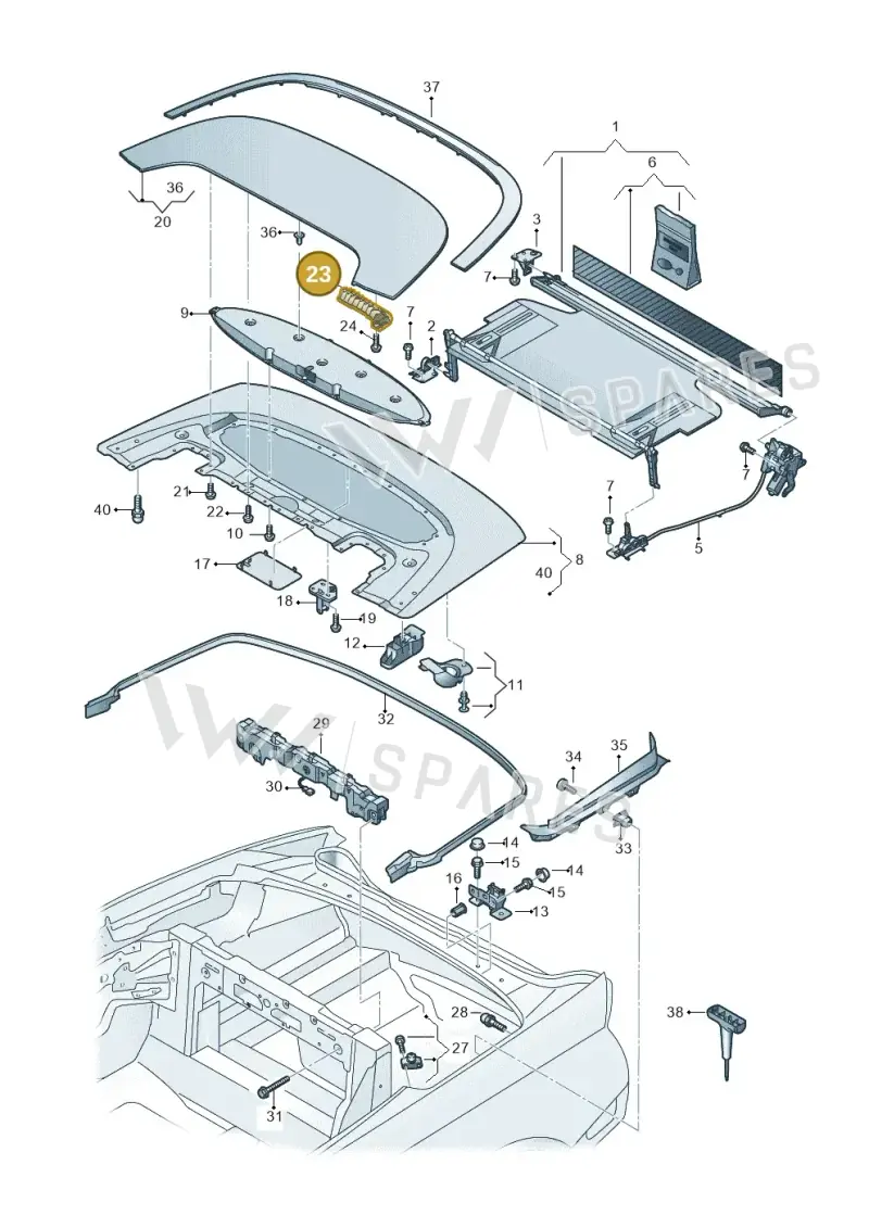 8W7825122A — Audi A5 Cabriolet (2016-2025) diagram 848825500, position 23