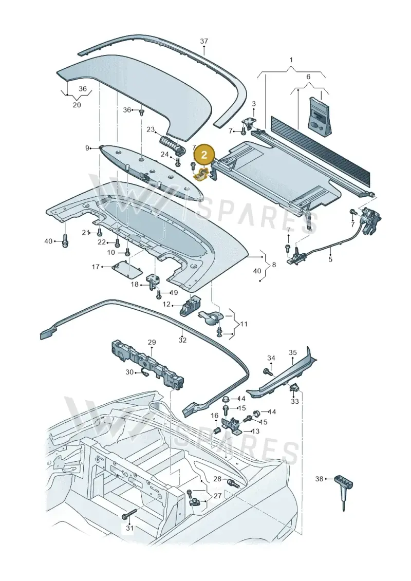 8W7825174 — Audi A5 Cabrio 2.0 (2016-2018) diagram 848825500, position 2