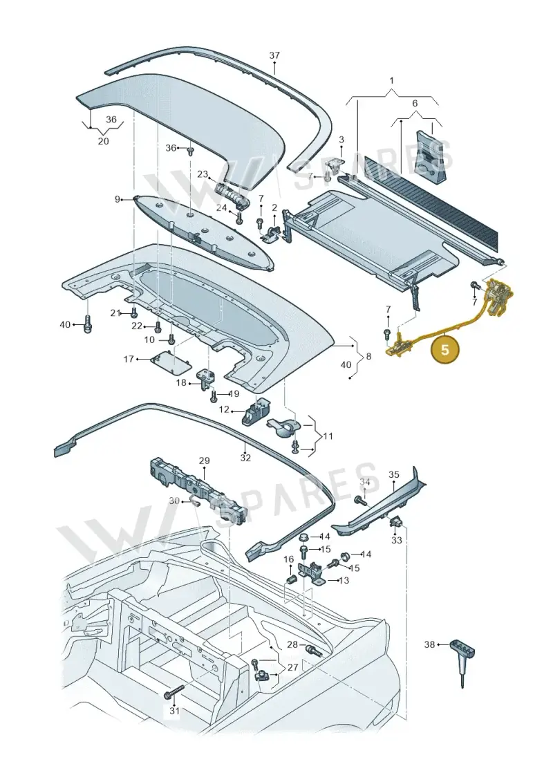 8W7825175 — Audi A5 Cabriolet (2016-2025) diagram 848825500, position 5