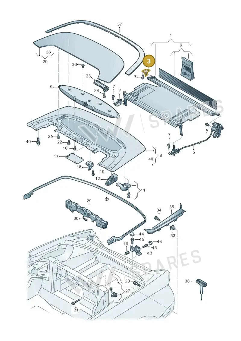 8W7825176 — Audi A5 Cabriolet (2016-2025) diagram 848825500, position 3