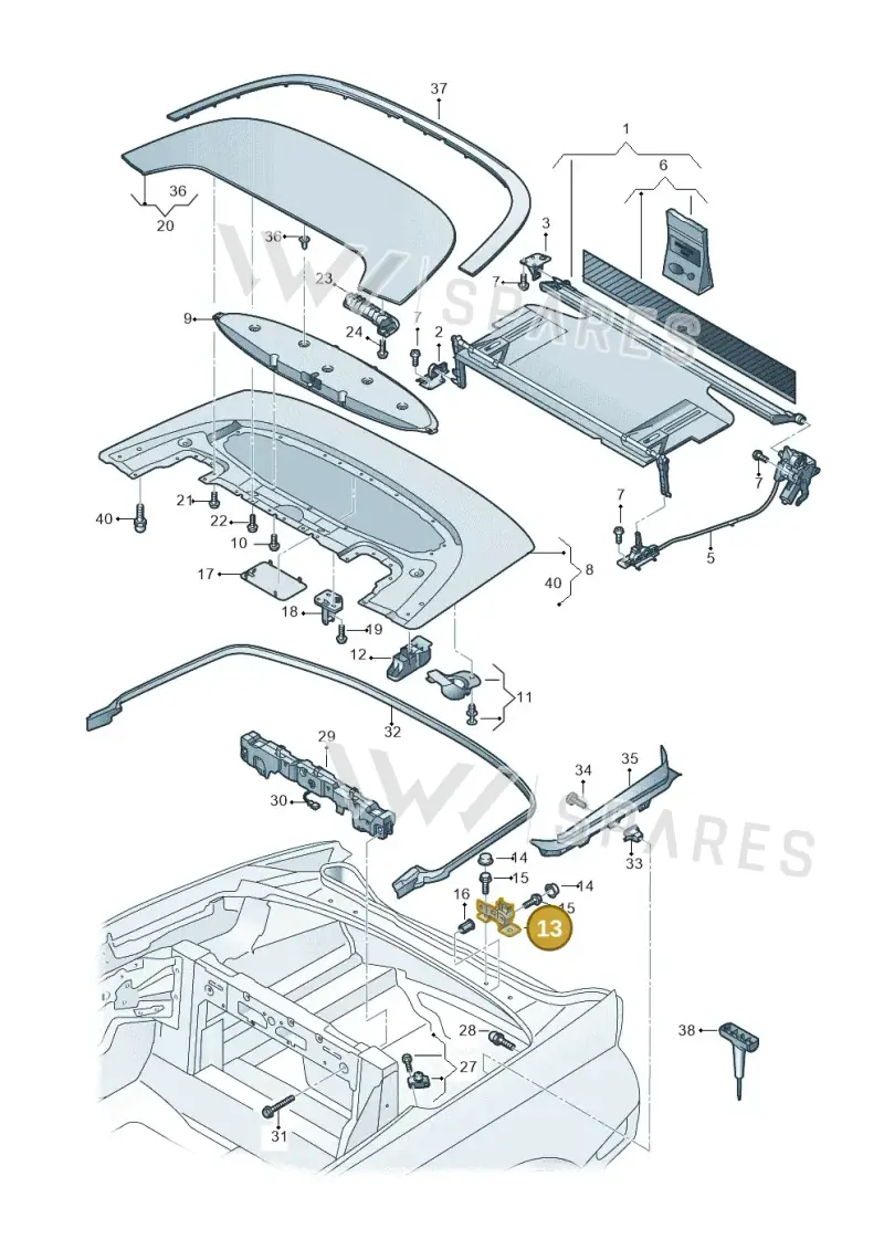 8W7825307 — Audi A5 Cabriolet (2016-2025) diagram 848825500, position 13