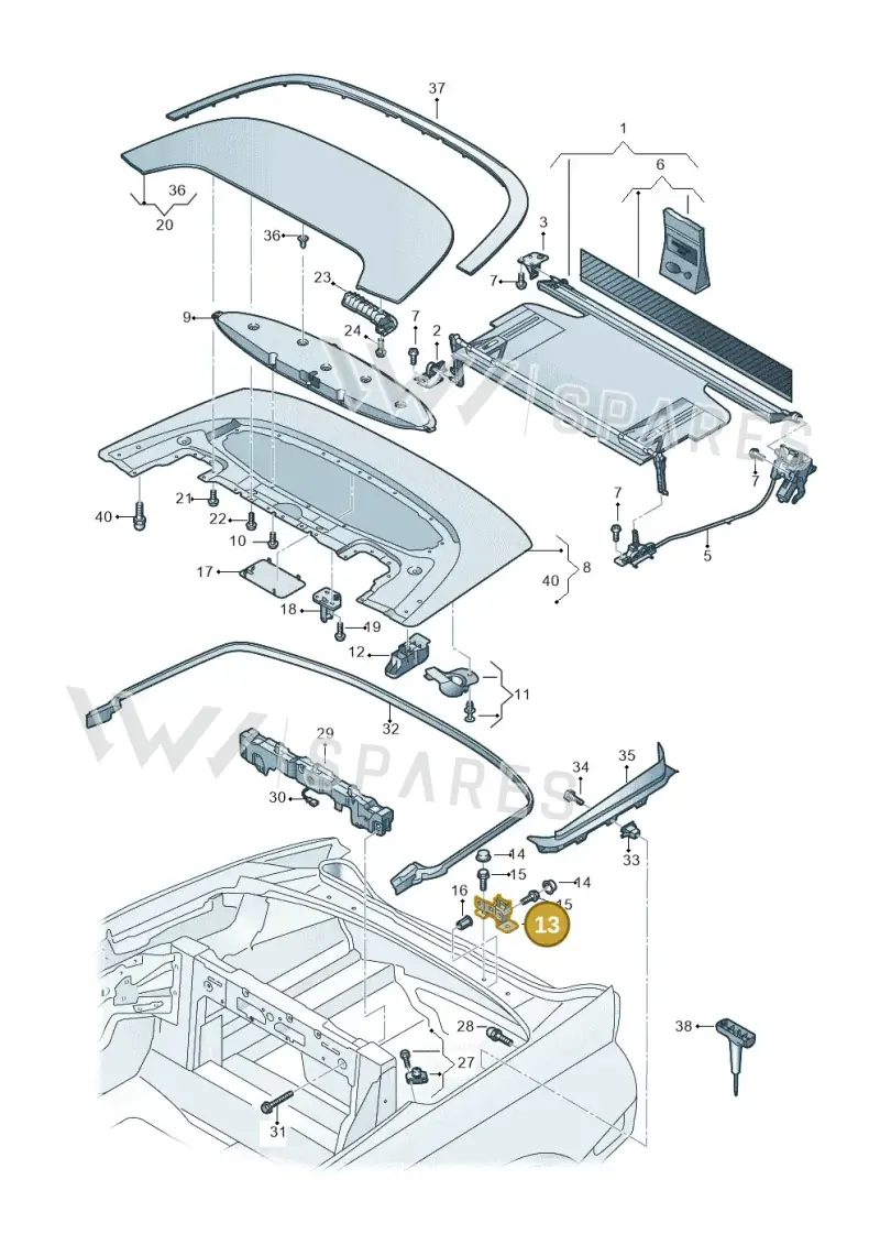 8W7825308 — Audi A5 Cabrio 2.0 (2016-2018) diagram 848825500, position 13