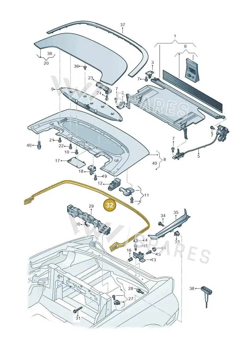 8W7825397A — Audi A5 Cabrio 2.0 (2016-2018) diagram 848825500, position 32