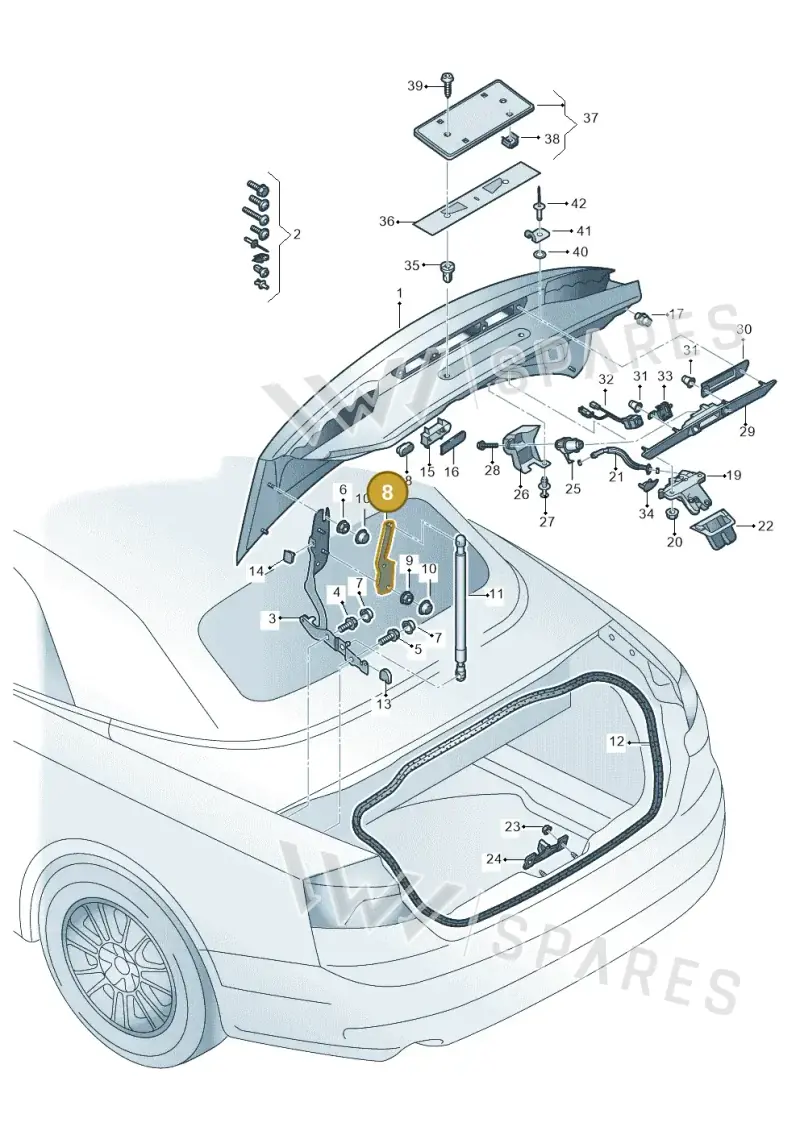 8W7827603 — Audi A5 Cabriolet (2016-2025) diagram 848827000, position 8