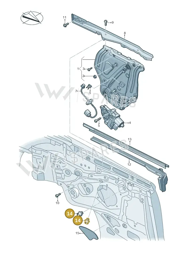 8W7839453 — Audi A5 Cabrio 2.0 (2016-2018) diagram 848839600, position 14