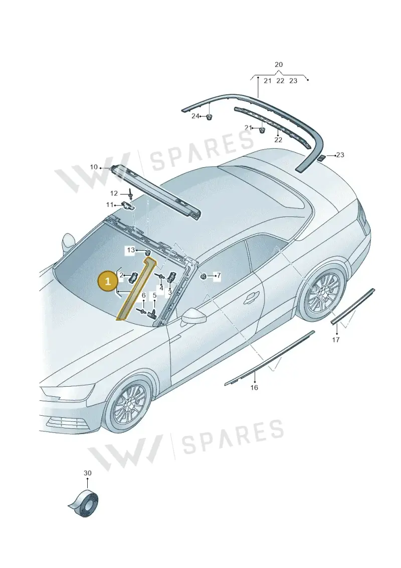 8W7853265B3Q7 — Audi A5 Cabriolet (2016-2025) diagram 848853100, position 1