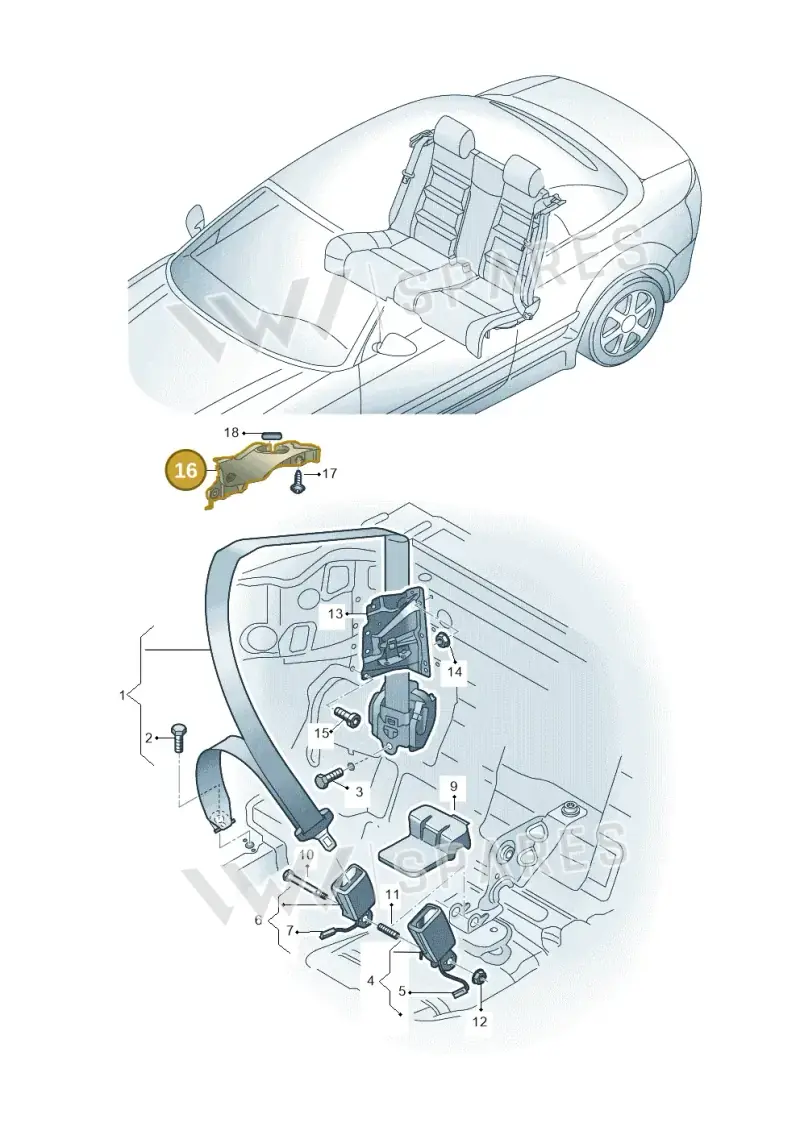 8W78577914PK — Audi A5 Cabriolet (2016-2025) diagram 848857700, position 16