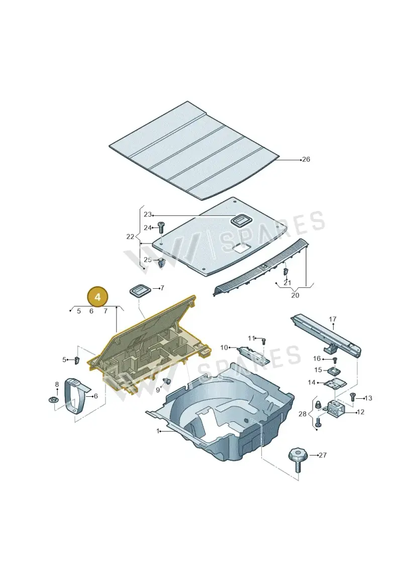 8W8863373C — Audi A5 Sportback (2016-2025) diagram 897863850, position 4