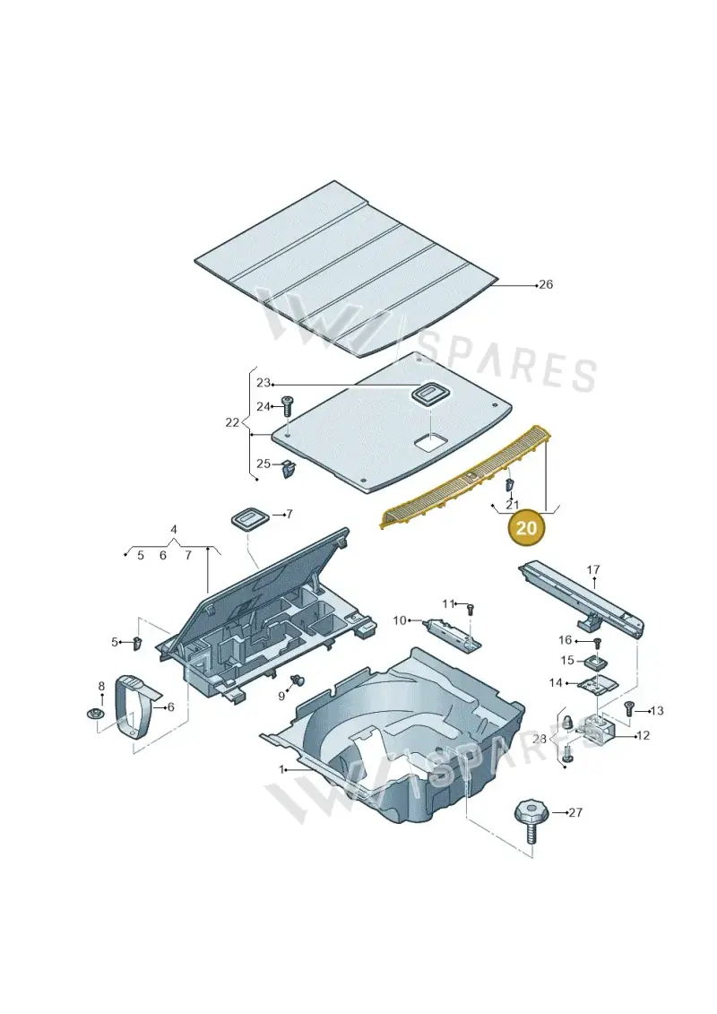 8W8864483C4PK — Audi A5 Sportback (2016-2025) diagram 897863850, position 20