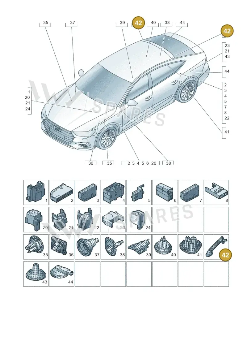 8W8971841 — Audi RS7 Sportback (2019-2025) diagram 435971810, position 42