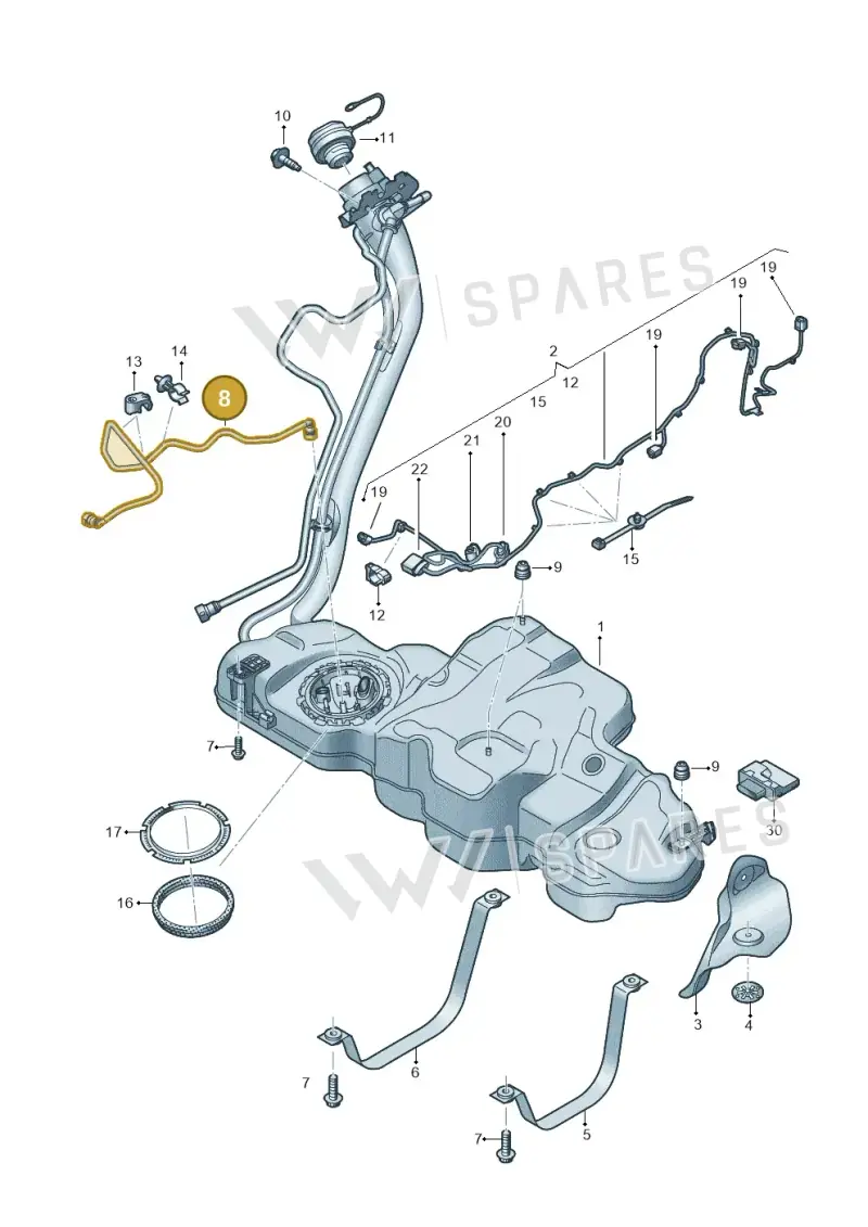 8W9201220A — Audi A5 Sportback (2016-2020) diagram 849201420, position 8