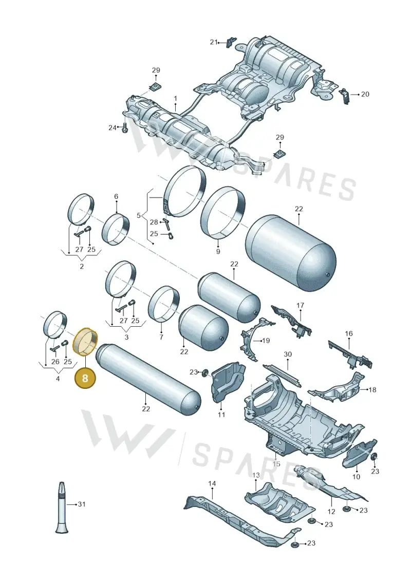 8W9201300B — Audi A5 Sportback (2016-2020) diagram 849201480, position 8