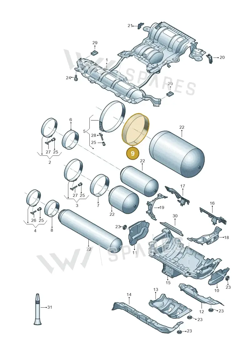 8W9201300C — Audi A5 Sportback (2016-2020) diagram 849201480, position 9