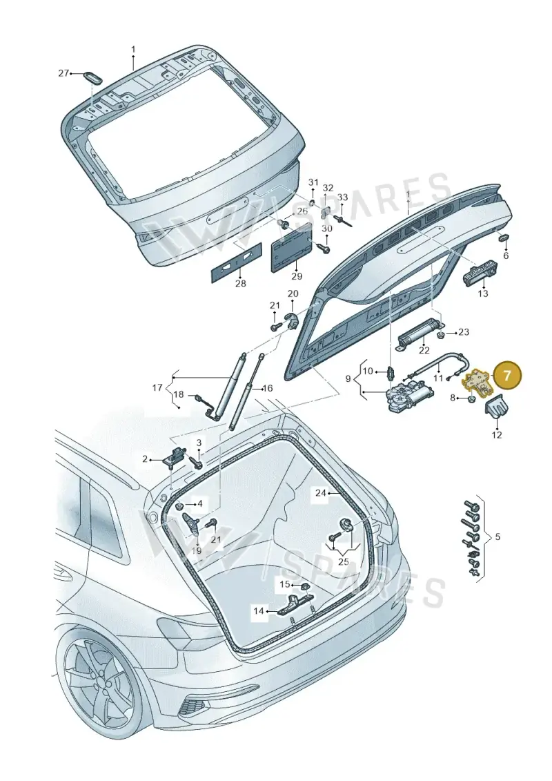 8W9827505C — Audi A3 Sportback (2019-2021) diagram 596827000, position 7