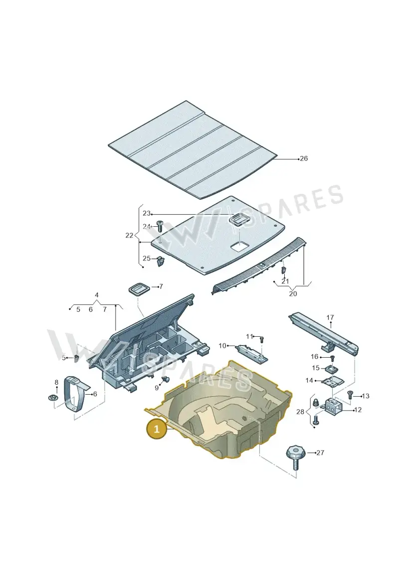 8W9863697G — Audi A5 Sportback (2016-2025) diagram 897863850, position 1
