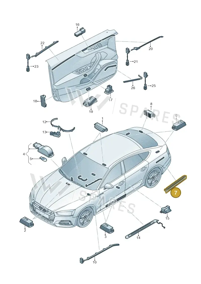 8W9947409 — Audi RS5 Sportback (2017-2025) diagram 897947100, position 7