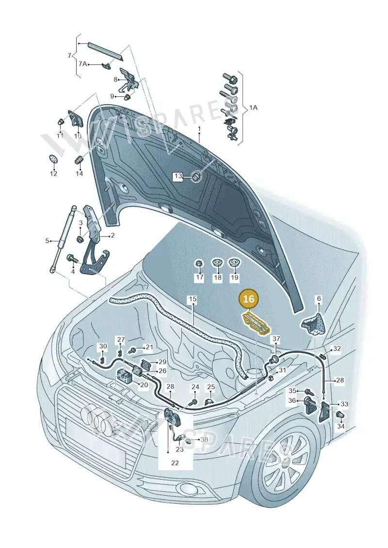 8X0823722 — Audi A1 Sportback (2014-2018) diagram 708823000, position 16