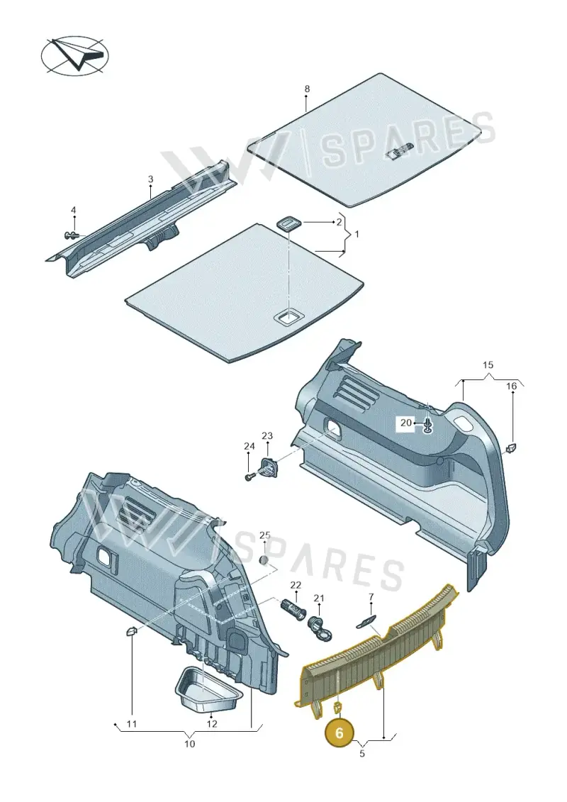 8X0867276 — Audi A3 Sportback (2019-2021) diagram 596863900, position 6